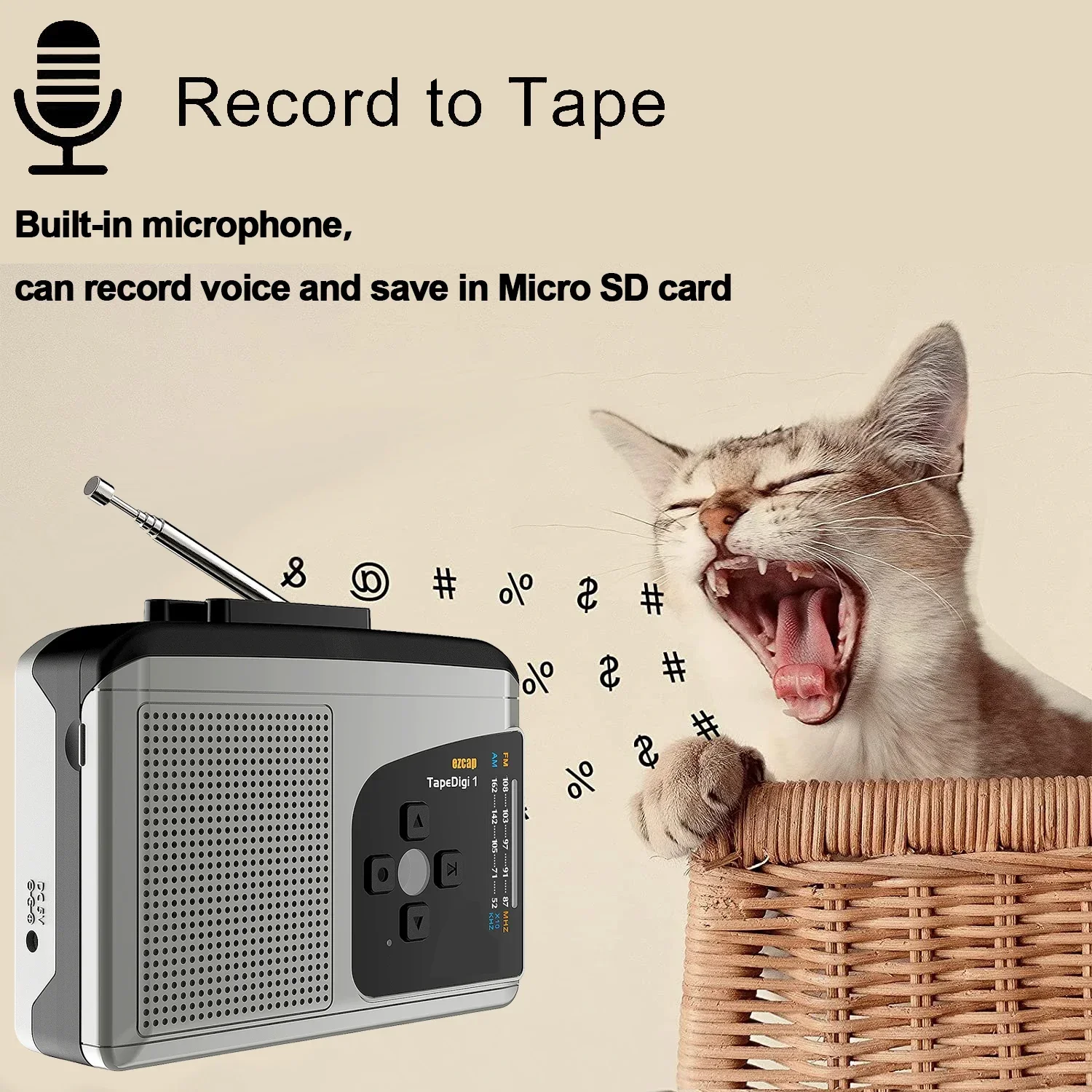 Reproductor de cintas de cassete, con radio AM/FM y función de grabación. Convertidor de casetes a MP3 - Imagen 6