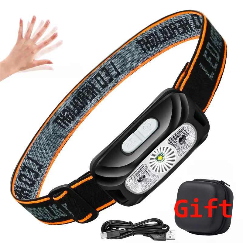 Linterna frontal de luz potente, portátil con Sensor LED, recargable por USB - Imagen 6