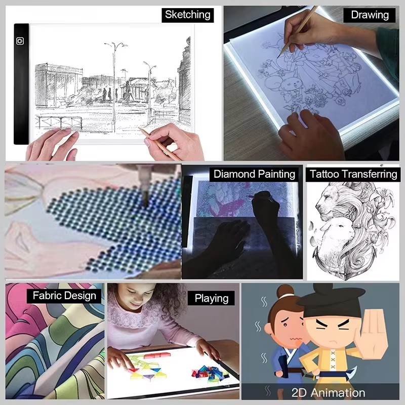 Tableta de luz LED (tamaños A3/A4/A5) con tres niveles de intensidad regulable; ideal para dibujo, pintura de diamantes y bordado. Un regalo perfecto. - Imagen 4