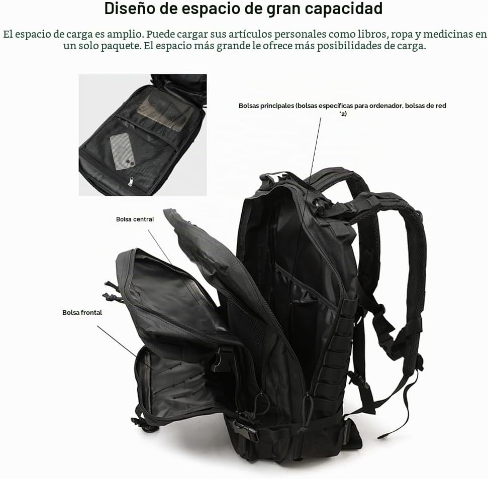 Mochila Unisex 50L, Impermeable, Gran Capacidad Mochila, Crossfit Plegable Impermeable, Montañismo y Senderismo - Imagen 4