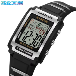 Reloj deportivo electrónico para hombre, resistente al agua hasta 50 m, con luz nocturna, pantalla grande y alarma
