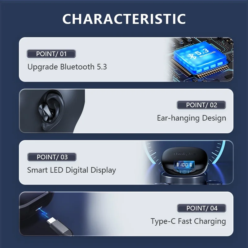 Auriculares inalámbricos Lenovo LED con pantalla digital, impermeables y reducción de ruido - Imagen 6