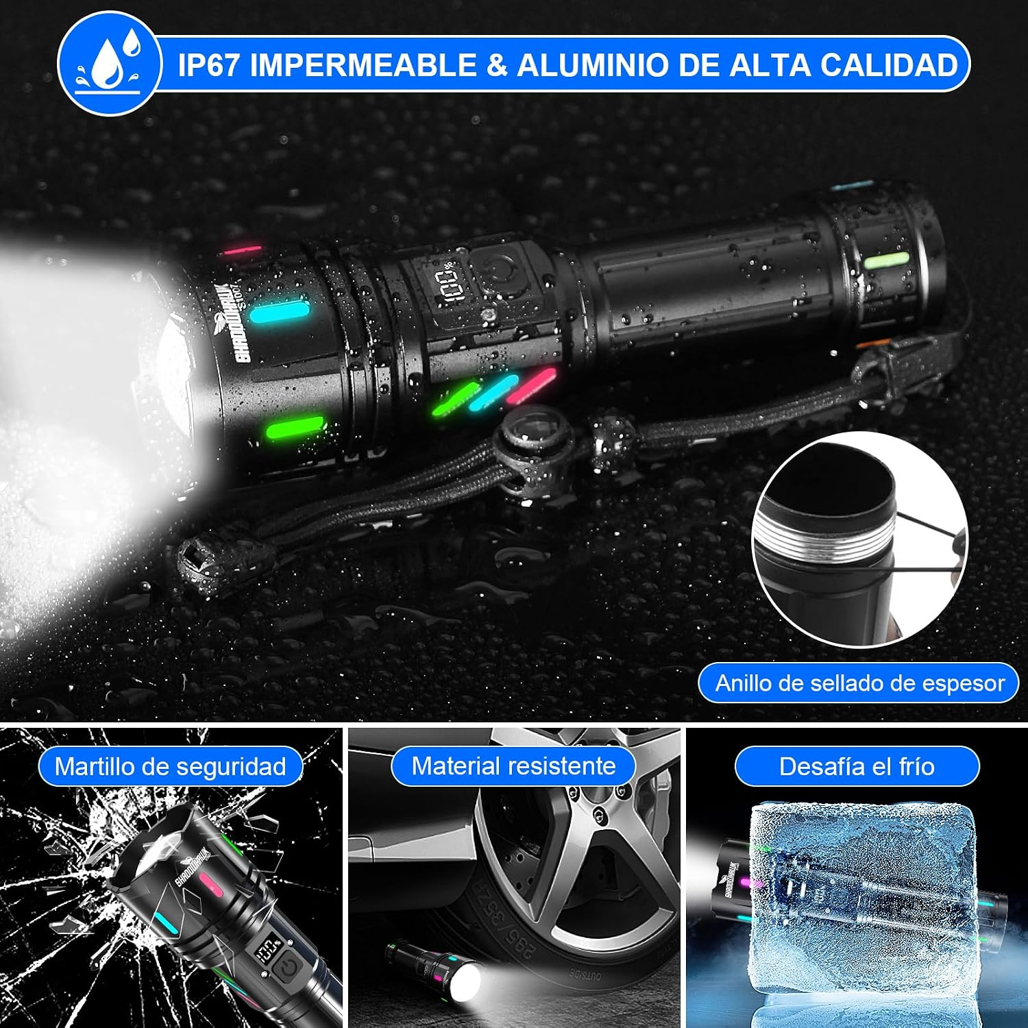 Linterna LED Alta Potencia Super Potente Recargable - Imagen 8