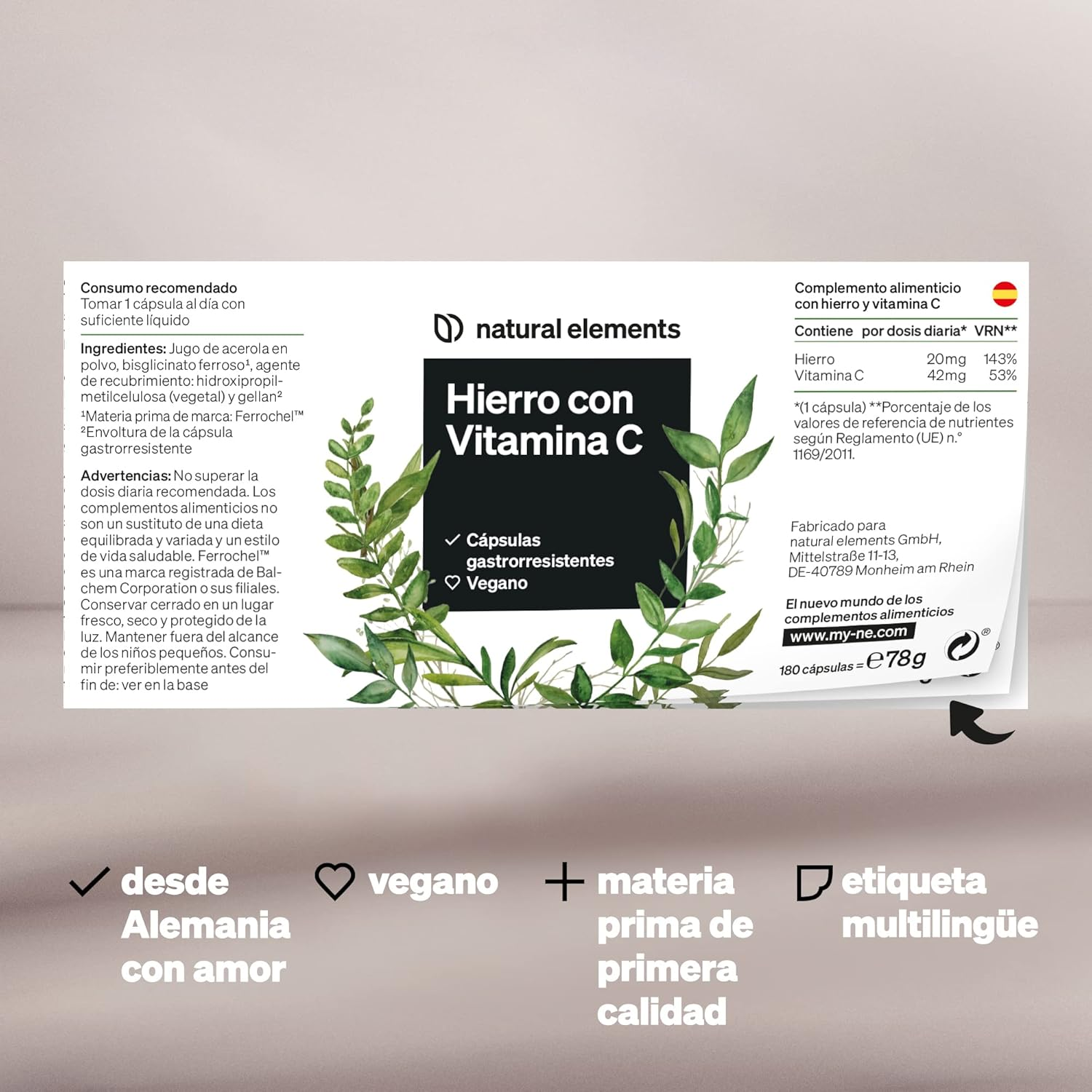 Ferrochel™ Hierro Con Vitamina C (42Mg) - 180 Cápsulas Gastrorresistentes - 20Mg De Bisglicinato De Hierro Probado En Laboratorio - Imagen 4