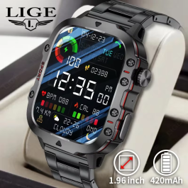 Reloj inteligente militar resistente para hombre, resistente al agua, con IA, voz, Bluetooth, llamadas, reloj inteligente para Android
