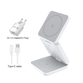 Estación de carga inalámbrica magnética plegable 3 en 1 para iPhone 15, 14, 13, 12 Pro Max y Apple Watch 8, 9