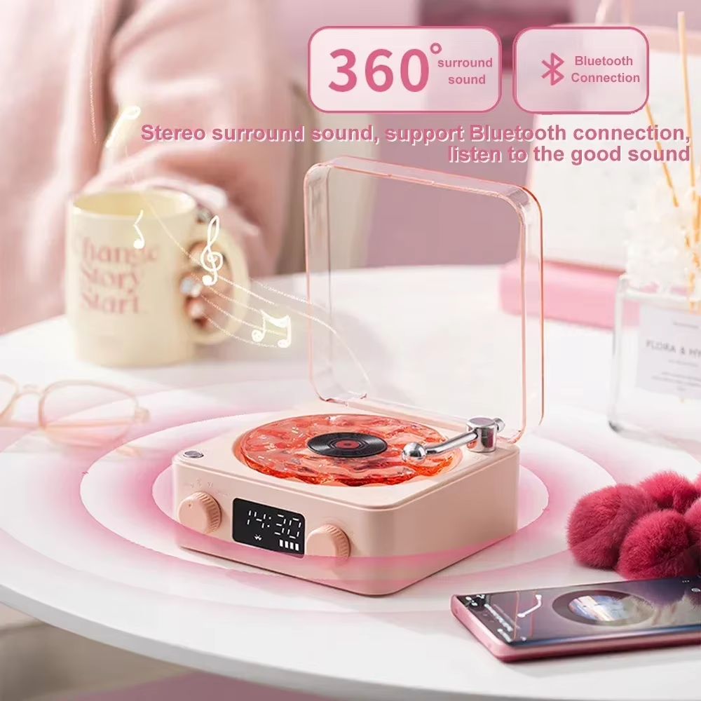 Altavoz Bluetooth con diseño de tocadiscos retro - Imagen 2