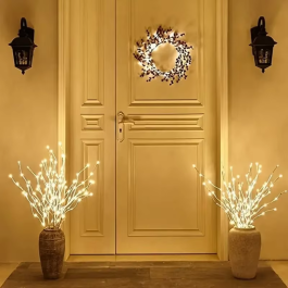 Guirnalda de luces LED tipo rama de abedul blanco, ideal para decoración navideña, fiestas, bodas o como lámpara de mesa.