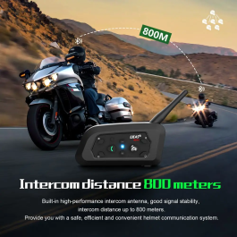 Intercomunicador y auricular Bluetooth V6 PRO+ para casco de moto; compatible con EUC