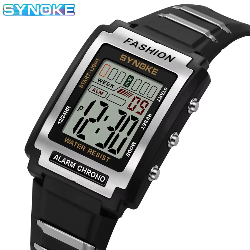 Reloj deportivo electrónico para hombre, resistente al agua hasta 50 m, con luz nocturna, pantalla grande y alarma - Imagen 7