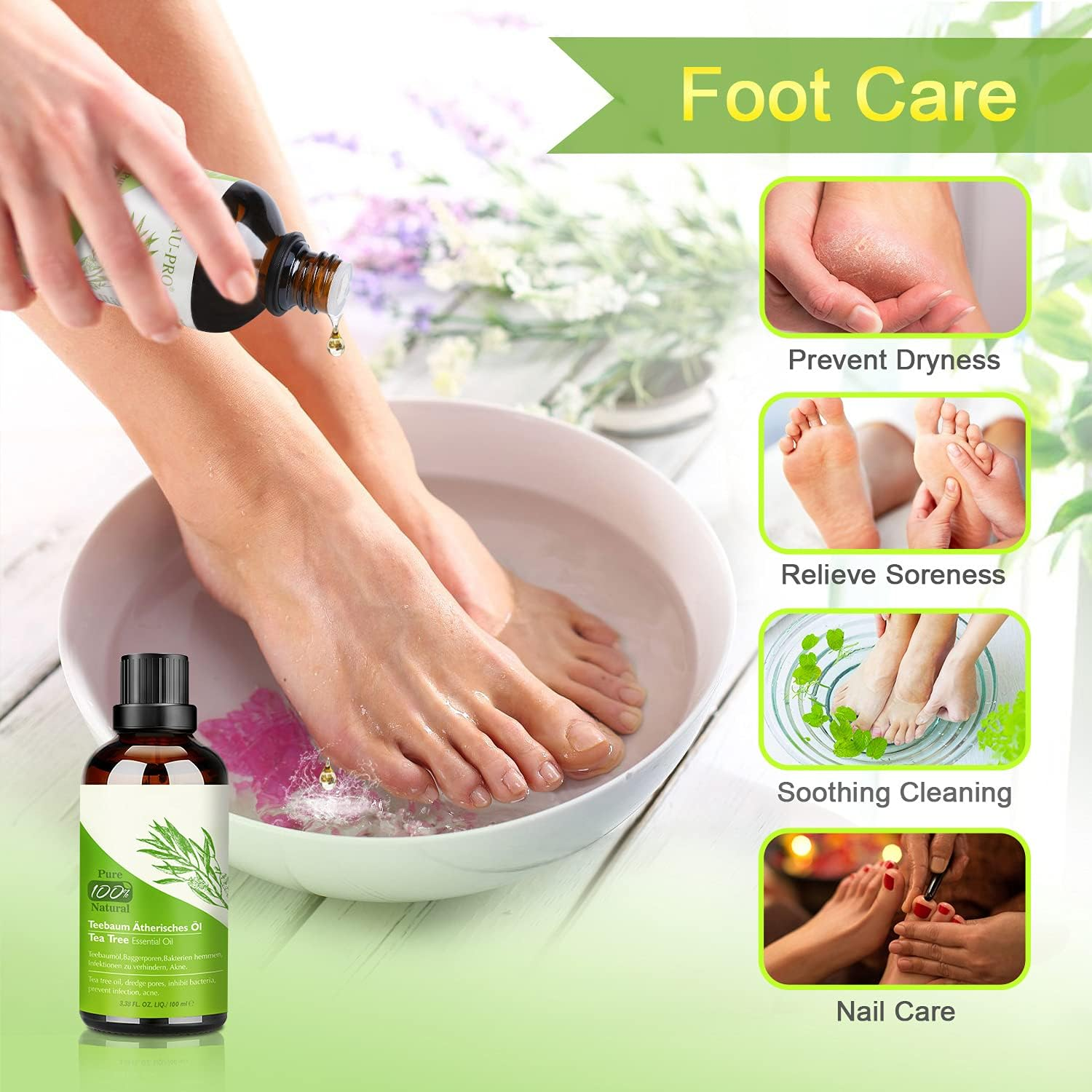 Aceite De Árbol De Té 100% Natural,100 ML Aceite Esenciale-Aceite De Acné,Tea Tree Oil Puro, Perfumado,Tratamiento Antiacné Contra La Piel Y Cara Con Imperfecciones,Antipinillas - Imagen 5