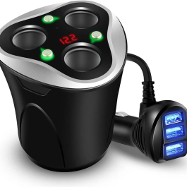Cargador De Coche 3 USB Adaptador + 3 Sockets Encendedor De Cigarrillos Splitter 120W 12/24V
