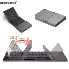 Teclado Bluetooth plegable con panel táctil, inalámbrico y compacto, compatible con iOS, Android y Windows
