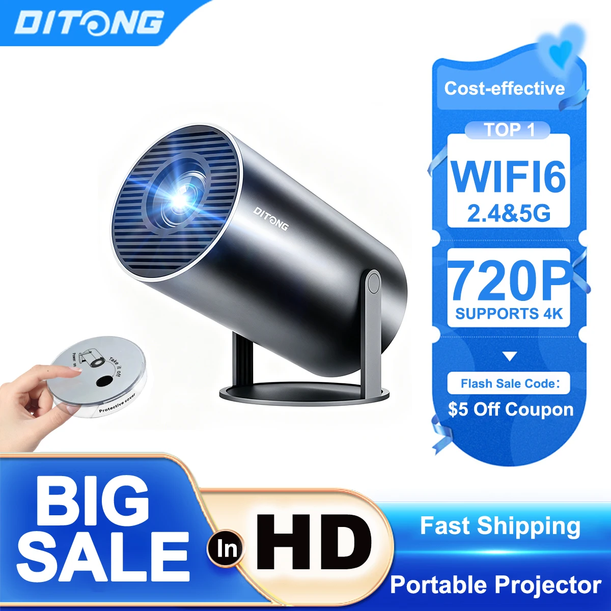 Proyector portátil compatible con 4K, Android, LED, cine en casa, para teléfonos, mini proyector de películas - Imagen 2