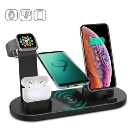 Soporte de carga inalámbrica 7 en 1 para iPhone 15, 14, 13, 12, 11, X, Apple Watch y AirPods