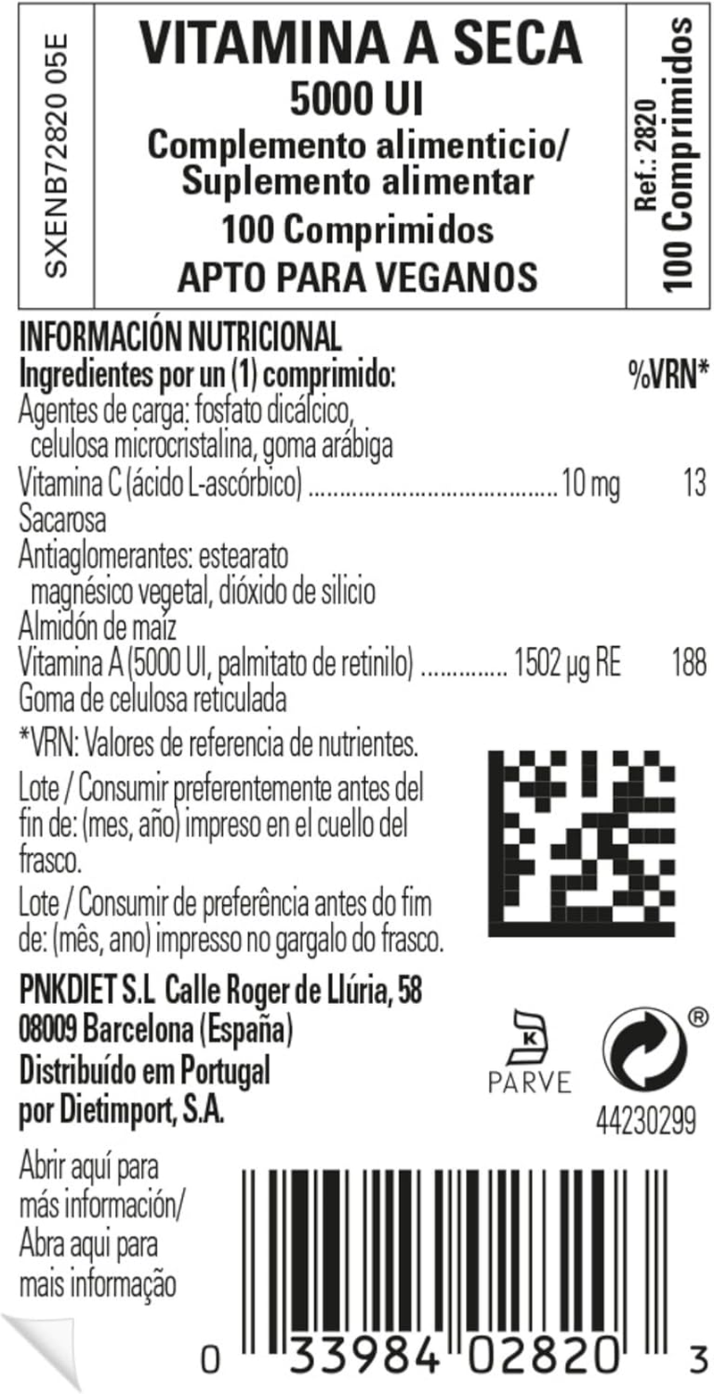 Solgar Vitamina a Seca 5000 Ui Comprimidos - Envase De, Multicolor, 100 Unidad - Imagen 3