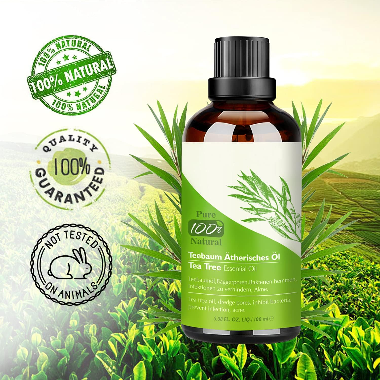 Aceite De Árbol De Té 100% Natural,100 ML Aceite Esenciale-Aceite De Acné,Tea Tree Oil Puro, Perfumado,Tratamiento Antiacné Contra La Piel Y Cara Con Imperfecciones,Antipinillas - Imagen 7