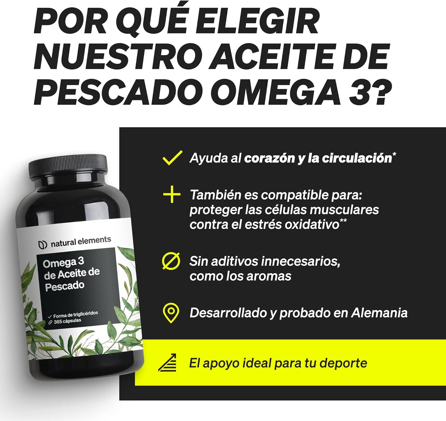 Omega 3 2000Mg Por Dosis Diaria - 365 Cápsulas De Omega-3 - Máxima Concentración De DHA 240Mg Y EPA 360Mg - Probada En Laboratorio Y Fabricada En Alemania - Imagen 3